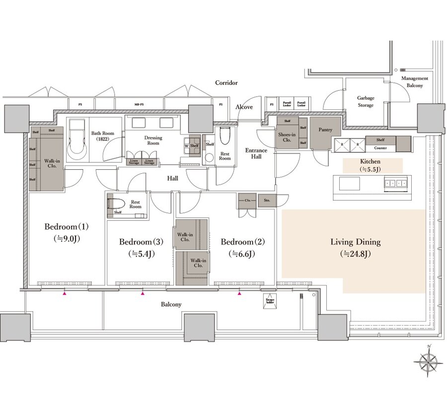 シエリアタワー南麻布 間取り Q type