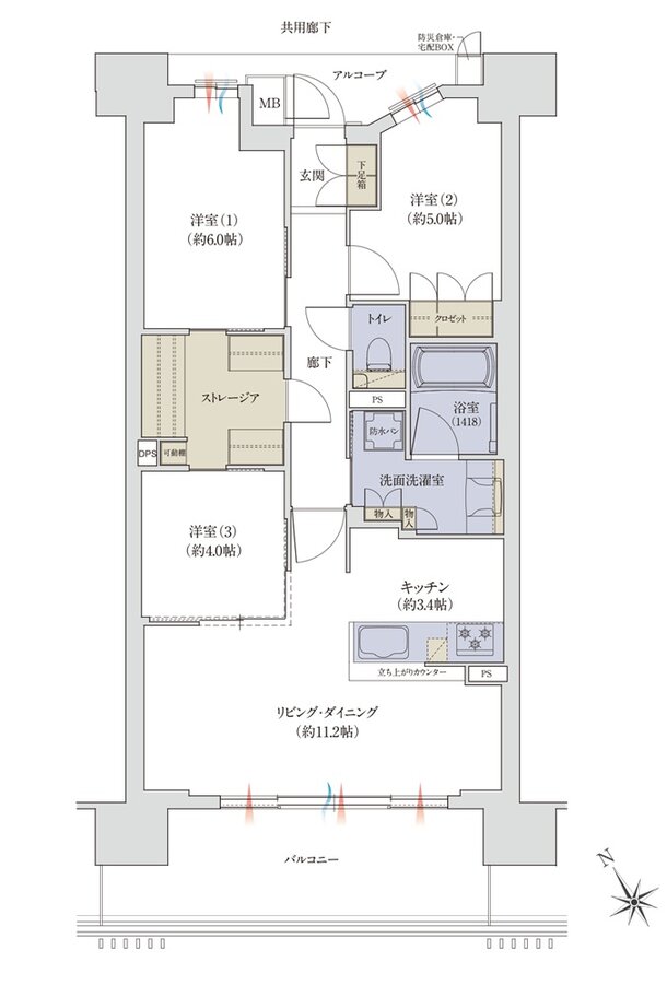ジオ神戸相生町 間取り E type