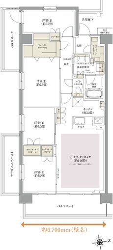 西千葉レジデンス アベニュー 間取り H2 type