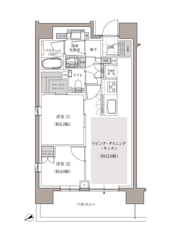 アトラス上野根岸 間取り Bタイプ
