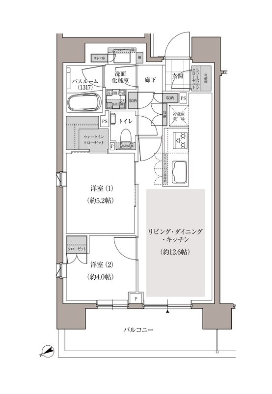 アトラス上野根岸 間取り Bタイプ