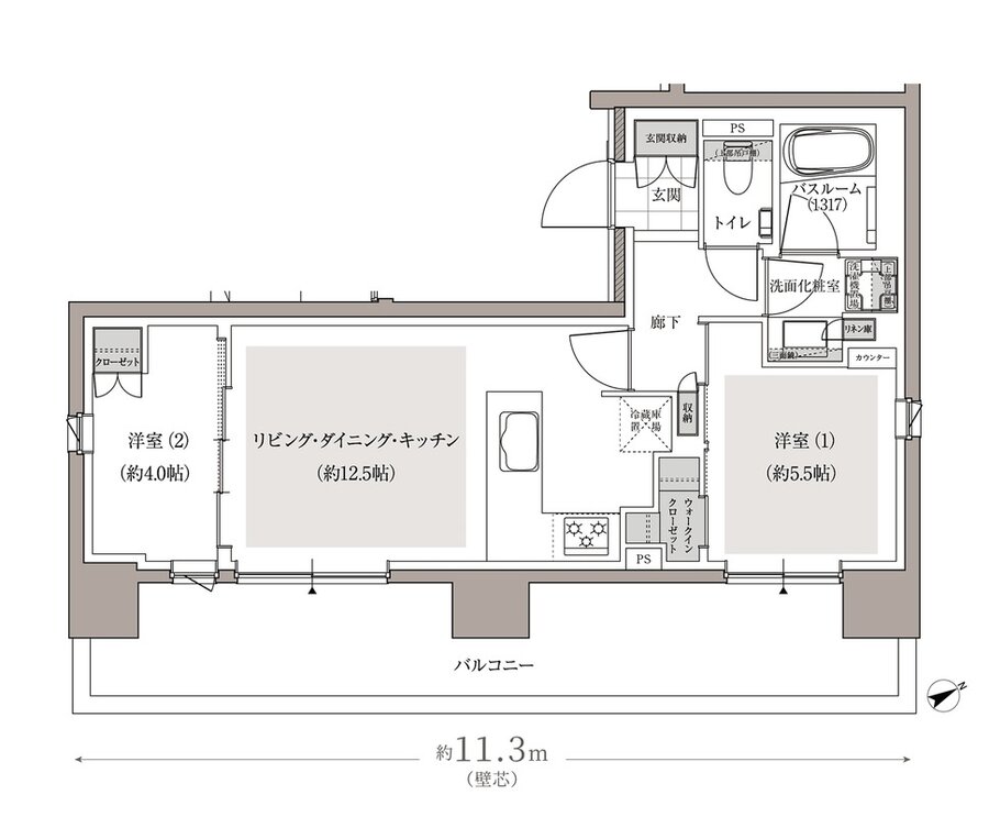 アトラス上野根岸 間取り Cタイプ【最終期】