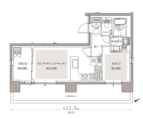 アトラス上野根岸 間取り Cタイプ