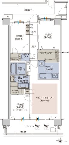 プラウド新丸子エアリーコート 間取り I type