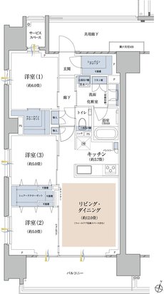 プラウド高津 間取り A type（3～11階）