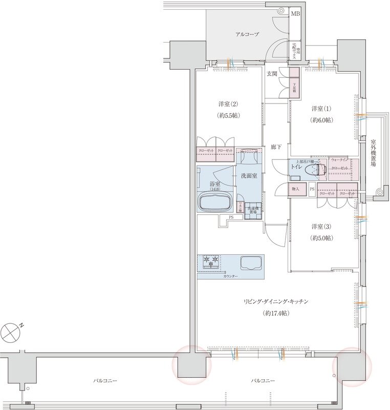 クレアホームズ長崎文教通り(長崎文教通りRiver Sideプロジェクト) 間取り D1タイプ