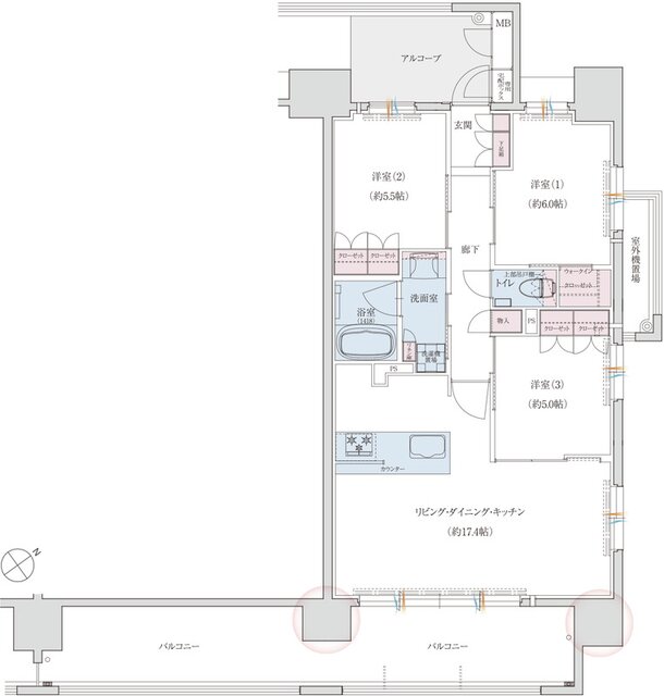 長崎文教通りRiverSideプロジェクト 間取り D1タイプ