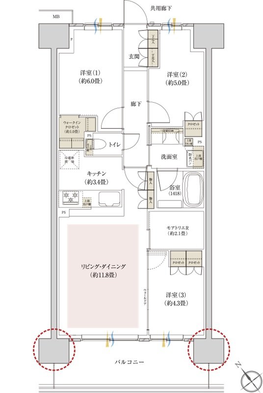 リビオ川崎鹿島田テラス 間取り C1タイプ