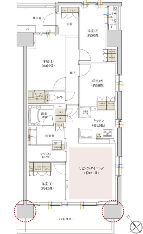 リビオ川崎鹿島田テラス 間取り Eタイプ