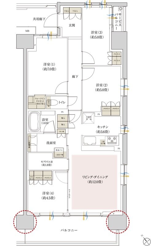 リビオ川崎鹿島田テラス 間取り Eタイプ