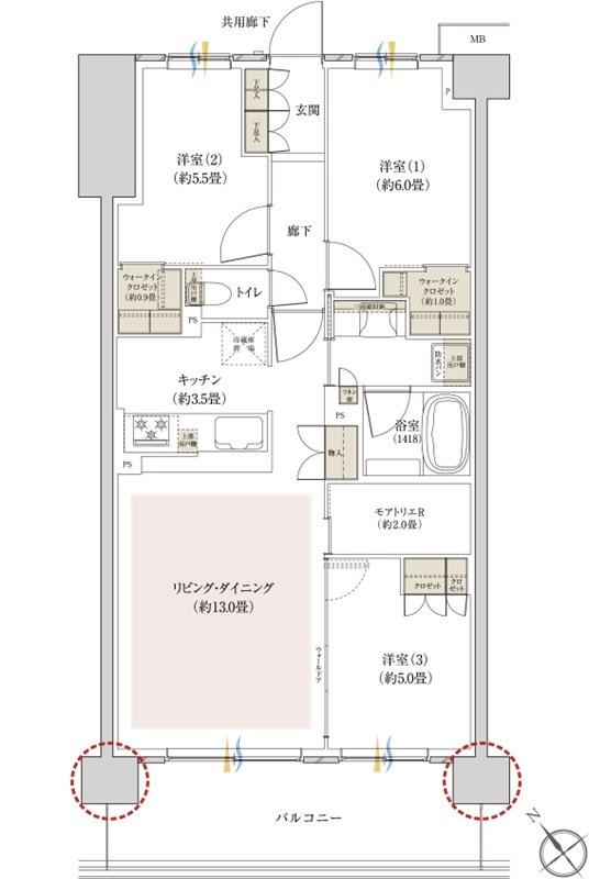 リビオ川崎鹿島田テラス 間取り I1タイプ