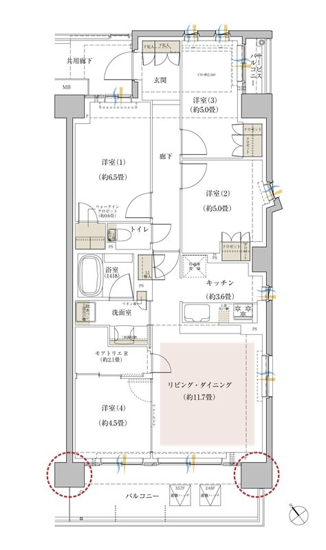 リビオ川崎鹿島田テラス 間取り Jタイプ