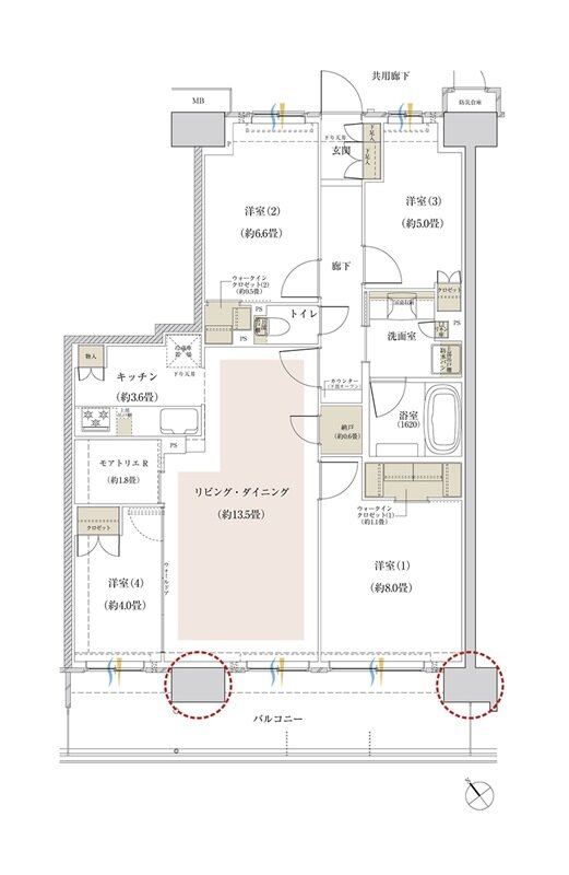 リビオ川崎鹿島田テラス 間取り Kタイプ