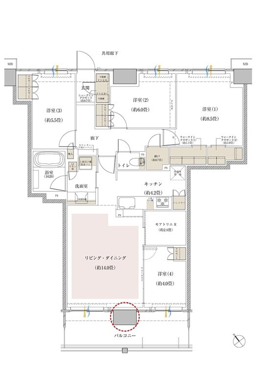 リビオ川崎鹿島田テラス 間取り Lタイプ