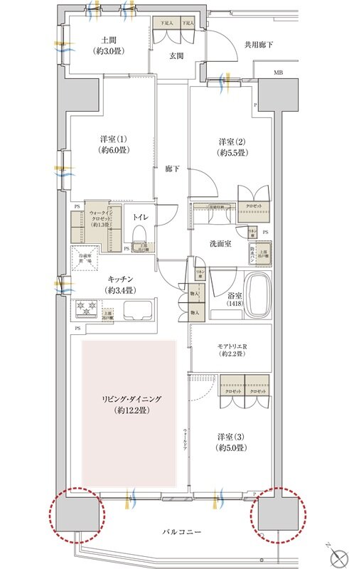 リビオ川崎鹿島田テラス 間取り Aタイプ