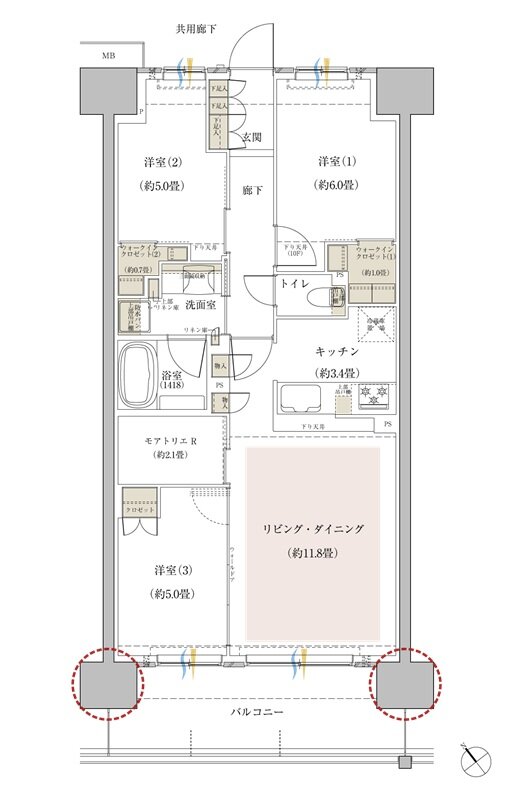 リビオ川崎鹿島田テラス 間取り B1タイプ