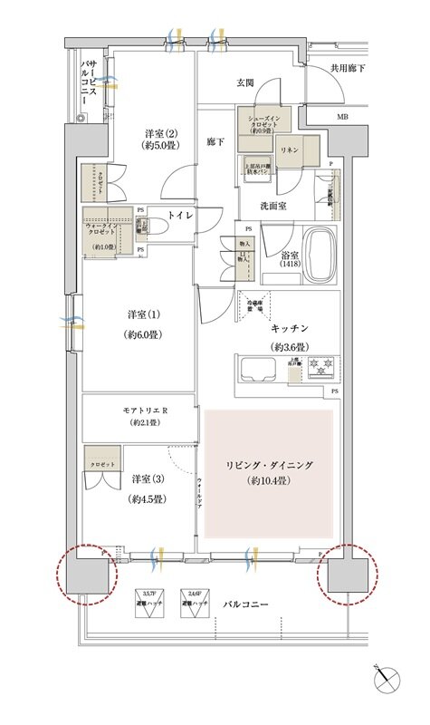 リビオ川崎鹿島田テラス 間取り Fタイプ