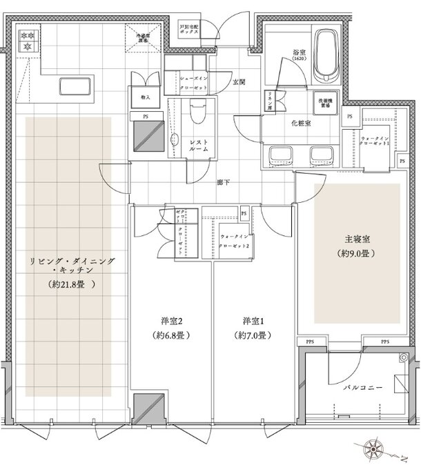 ディアナガーデン柿の木坂 間取り F type