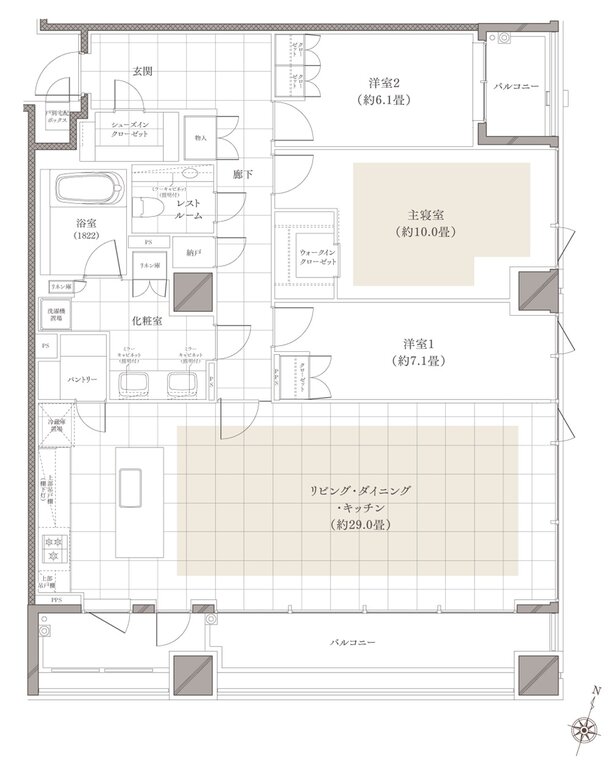 ディアナガーデン柿の木坂 間取り E type［第2期］