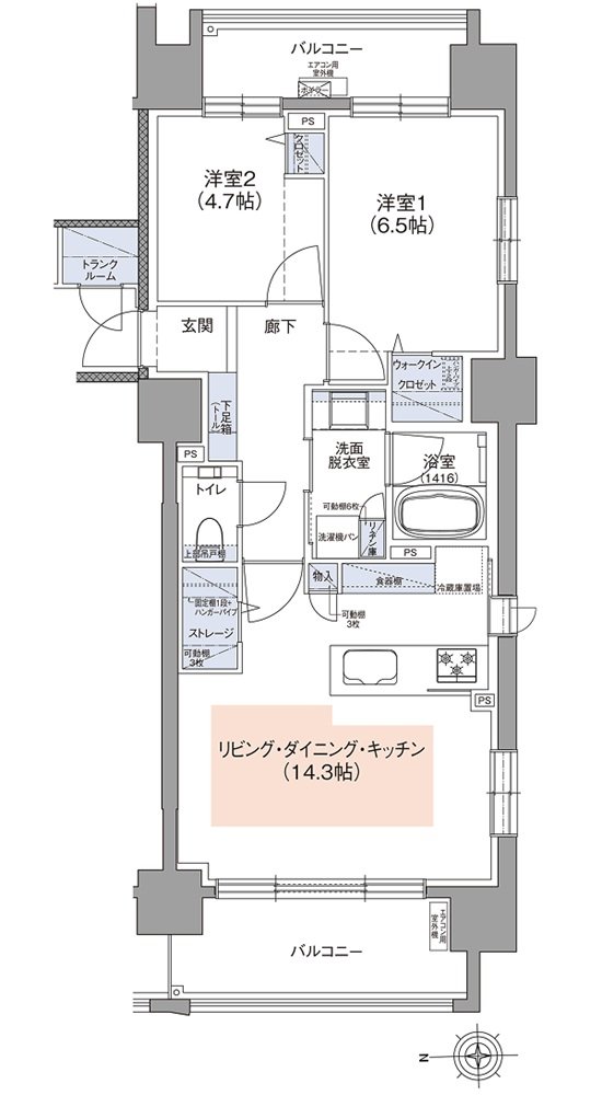 クリーンリバーフィネス平岸ステーションサイド 間取り C TYPE