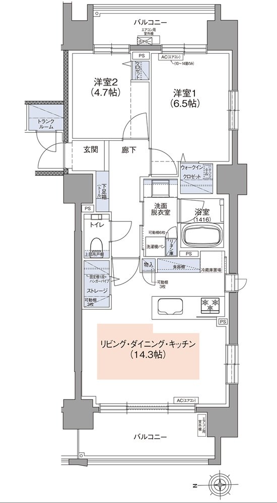 クリーンリバーフィネス平岸ステーションサイド 間取り C TYPE