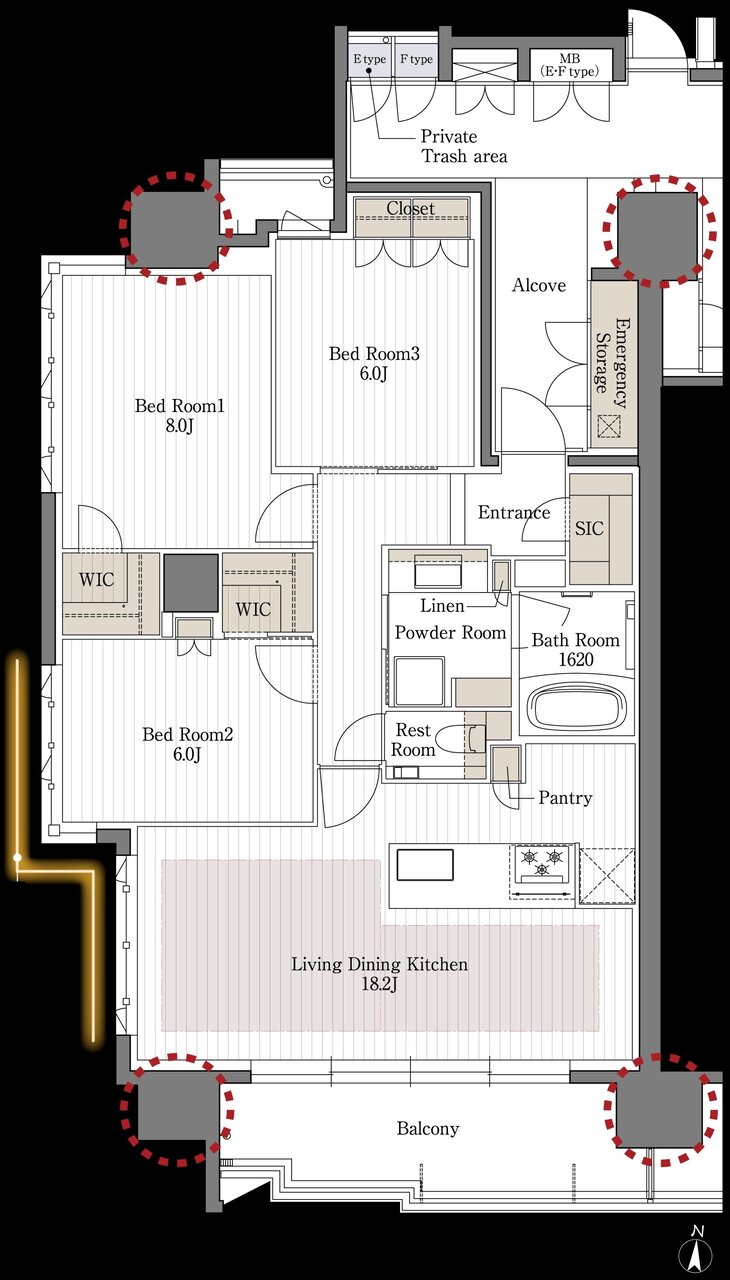 レ・ジェイド橦木町 間取り E type(BASIC PLAN)