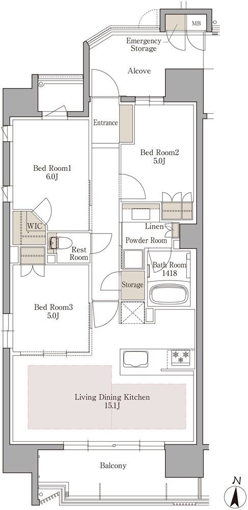 レ・ジェイド橦木町 間取り A type
