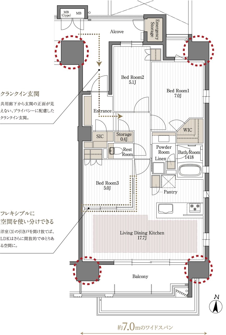 レ・ジェイド橦木町 間取り D type