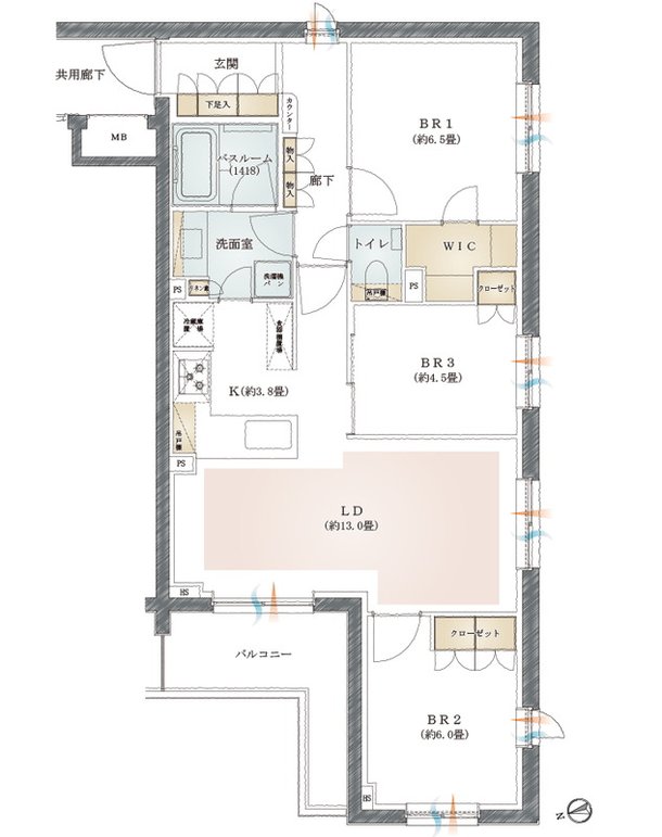 イノバス市谷仲之町 間取り E1タイプ