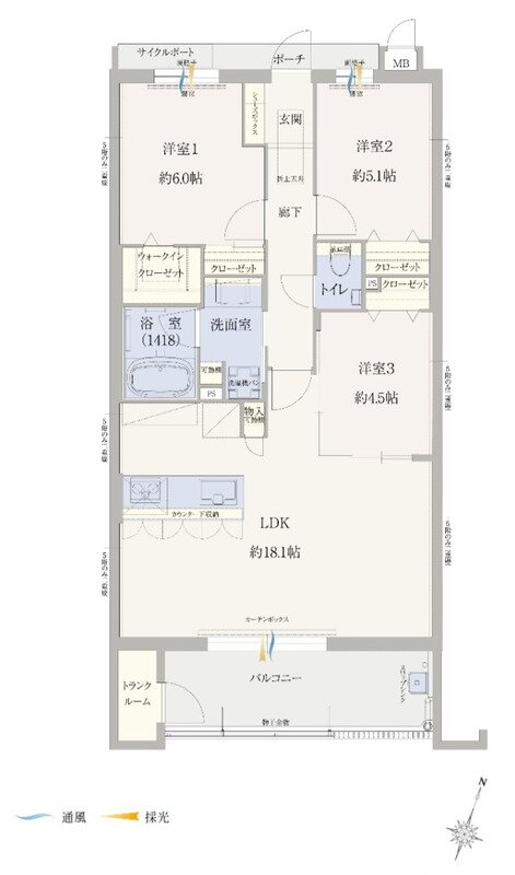 エイル諸岡テラス 間取り Bタイプ