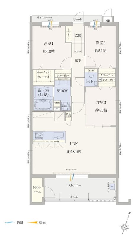 エイル諸岡テラス 間取り Bタイプ