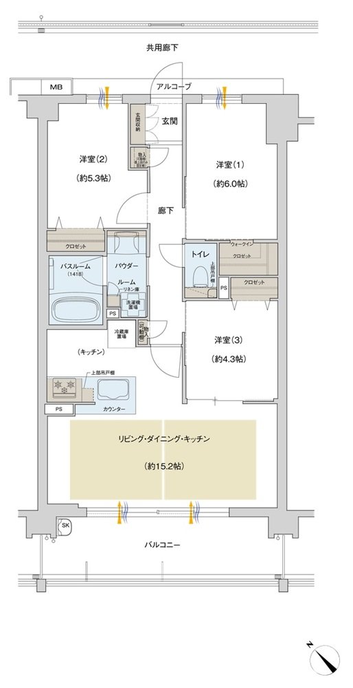 プレサンス ロジェ 武蔵浦和 間取り D2タイプ