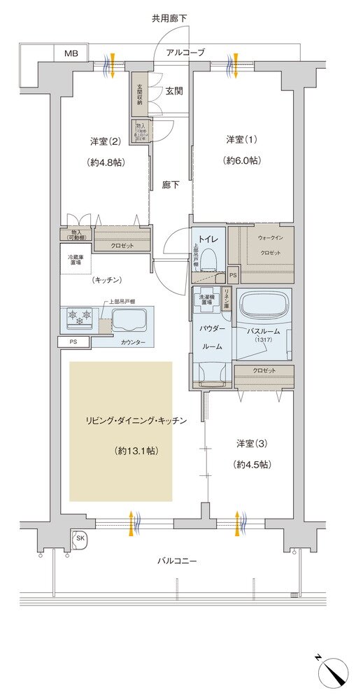 プレサンス ロジェ 武蔵浦和 間取り Cタイプ