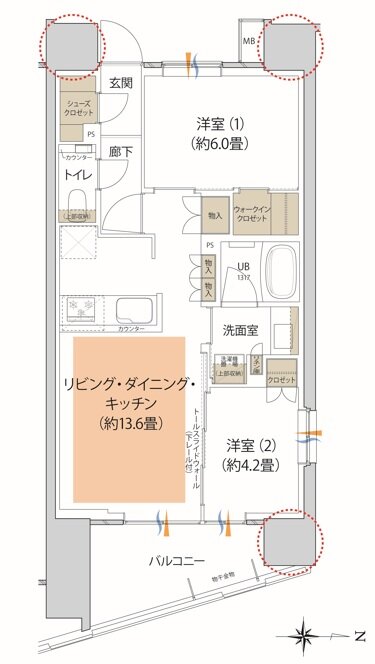 イニシア武蔵小杉御殿町 間取り E type