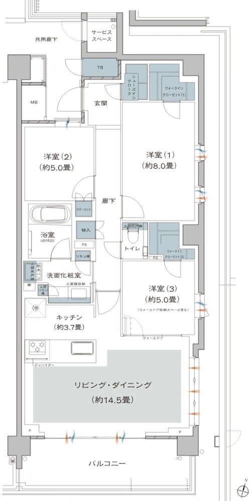 プラウド美しが丘ヒルサイド 間取り J type