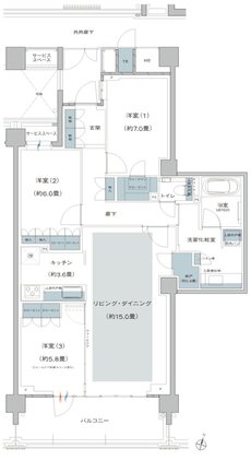 プラウド美しが丘ヒルサイド 間取り O type