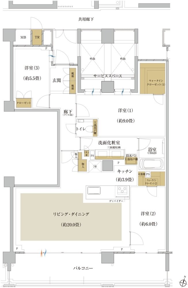 プラウド美しが丘ヒルサイド 間取り P type