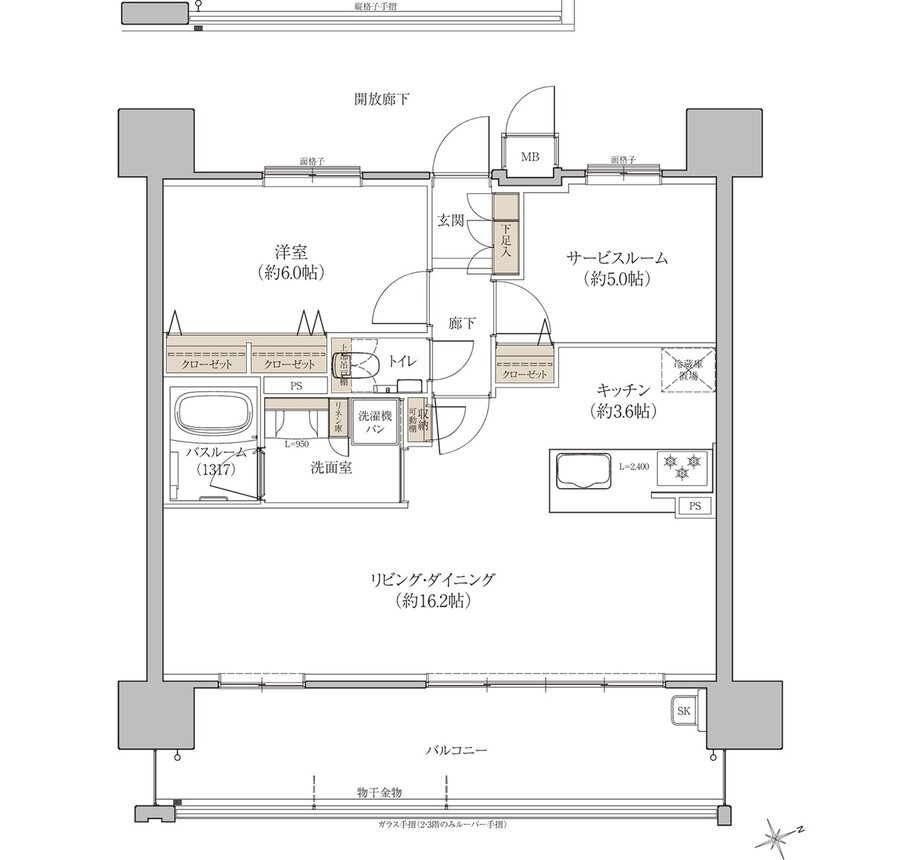ロイヤルシティビュー上天満 間取り Cタイプ(メニュープラン1)