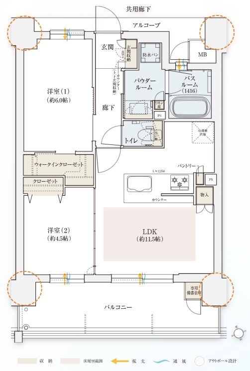 エステムコート御堂筋あびこIIフェアリー 間取り Bタイプ