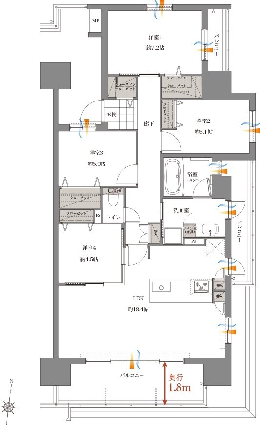 レクシア熊本 ザ・コア 間取り H type