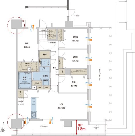レクシア熊本ザ・コア 間取り I1 type