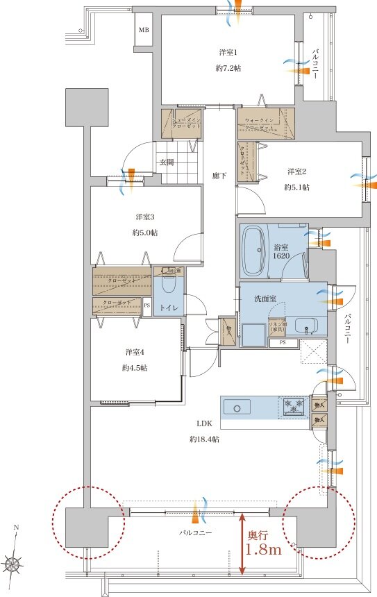 レクシア熊本ザ・コア 間取り H type