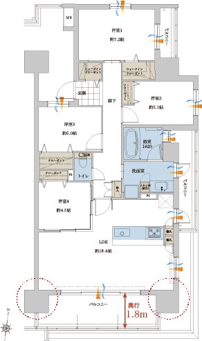 レクシア熊本ザ・コア 間取り H type
