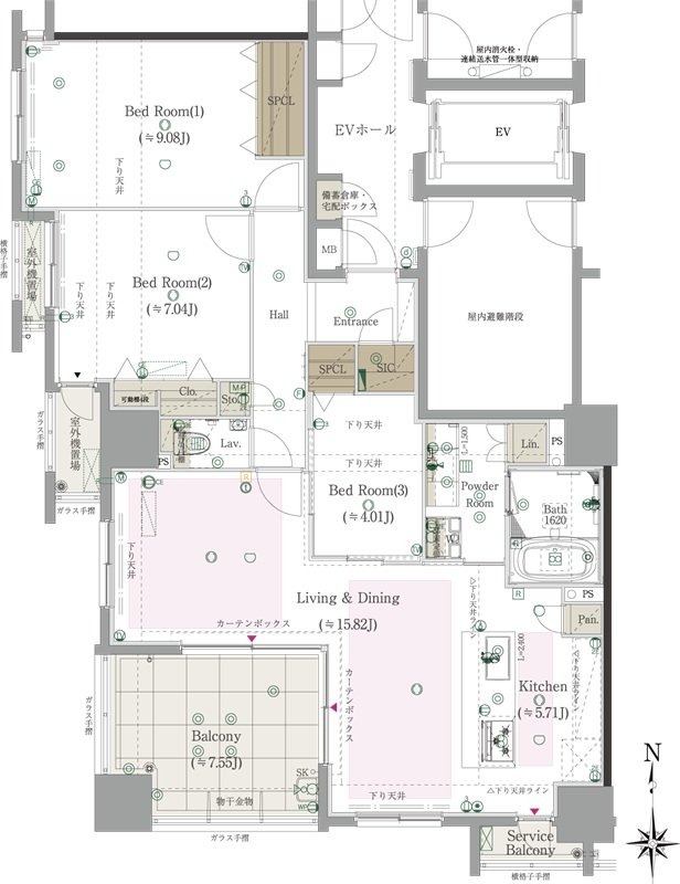 CLUB THE.HOUSE大橋テラス 間取り Bタイプ