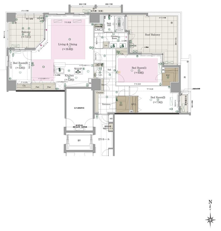 CLUB THE.HOUSE大橋テラス 間取り Fタイプ