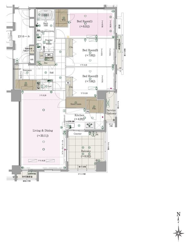 CLUB THE.HOUSE大橋テラス 間取り Hタイプ