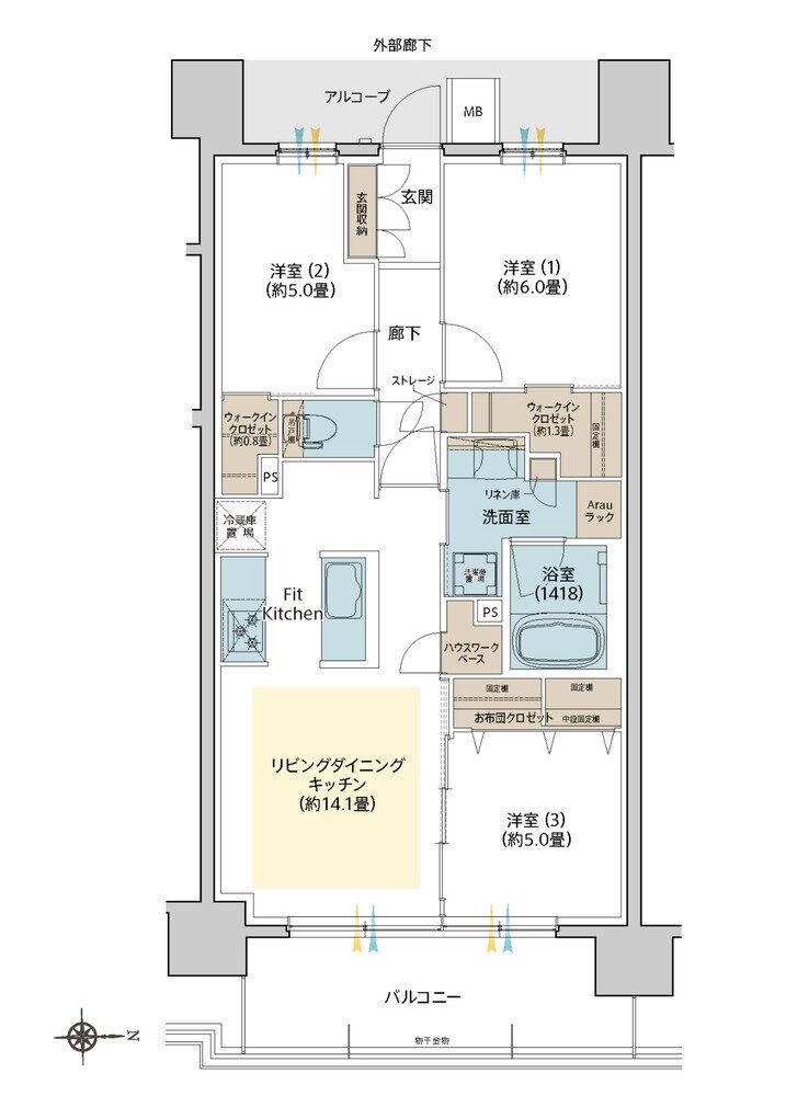 デュオヒルズ水賀池公園ヴェリテ 間取り T TYPE(East Court)