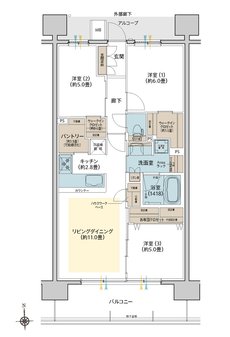 デュオヒルズ水賀池公園ヴェリテ 間取り X TYPE（South Court）