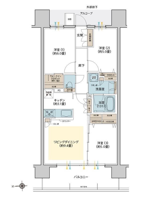 デュオヒルズ水賀池公園ヴェリテ 間取り C TYPE(West Court)