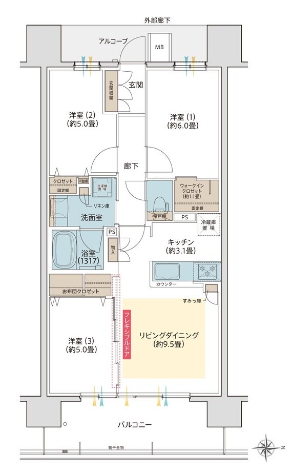 デュオヒルズ水賀池公園ヴェリテ 間取り R TYPE(East Court)